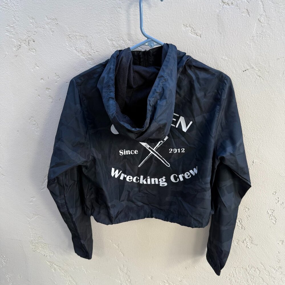 Black Camo Cropped Pullover Windbreaker Size XS